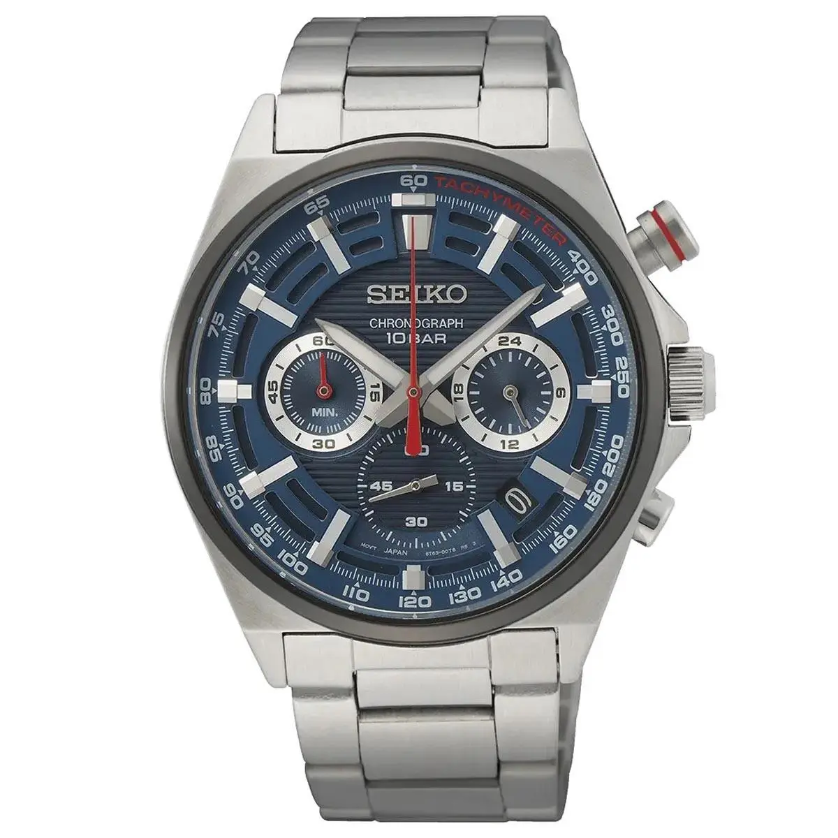 Men`s Watch Chronograph Blue Dial Stainless Steel Bracelet SSB407P1 by Seiko