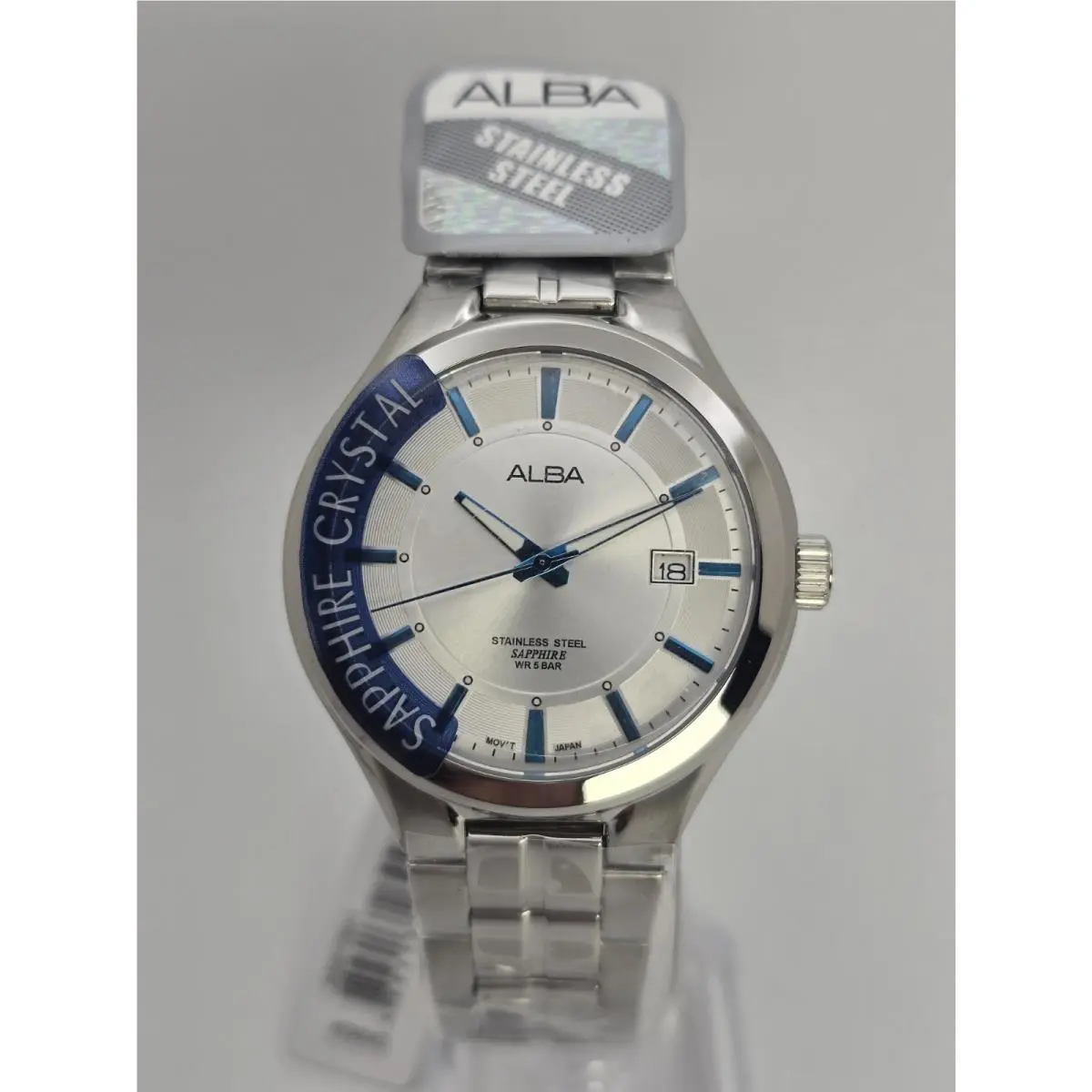 Alba by Seiko Men`s Quartz Watch AS9779X1 Silver Dial Stainless Steel Box