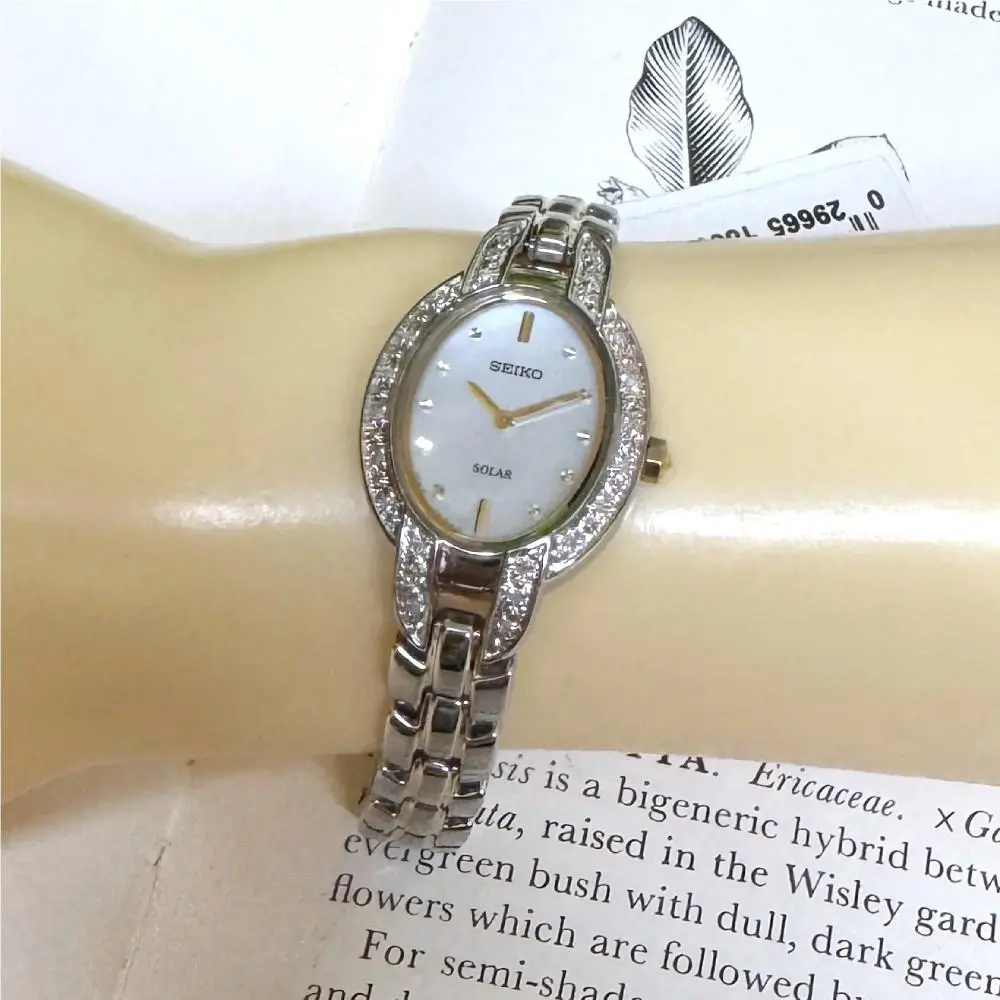 Solar White Mother of Pearl Women`s Watch - SUP325 by Seiko