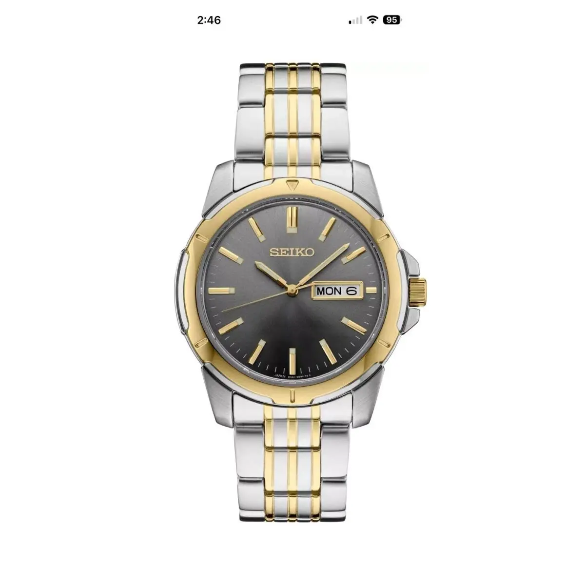 SUR356 Essential Collection Gold Silver Tone Gray Dial Men`s Watch by Seiko