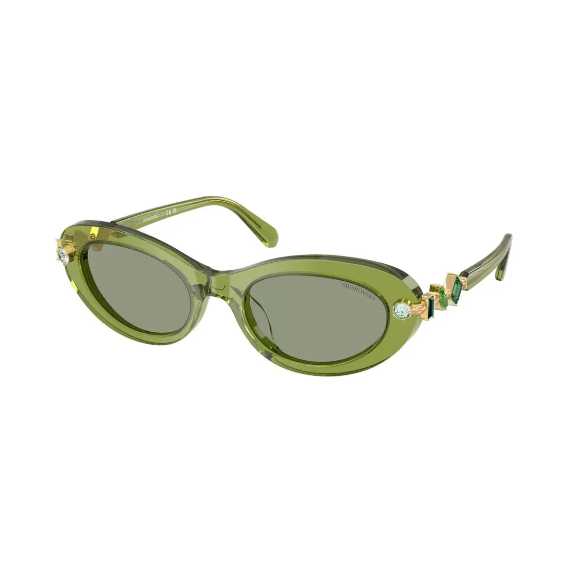 SK6042 3002 2 Transparent Green Green 53 mm Women`s Sunglasses by Swarovski
