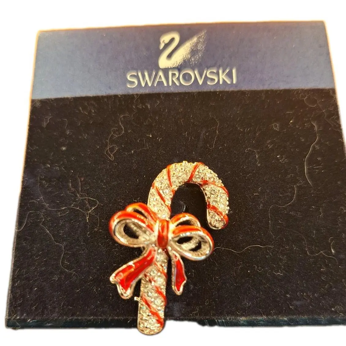 Crystal Candy Cane Brooch/pin Vintage Christmas Sparkle Holiday by Swarovski