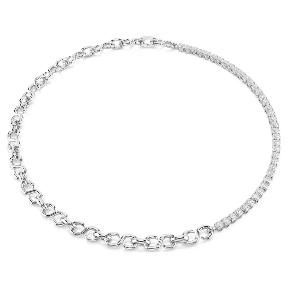 Matrix Necklace S-shape Round Cut White Rhodium Plated 5747732 by Swarovski