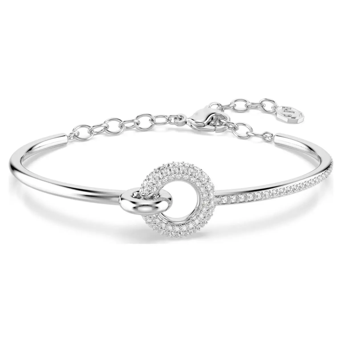 Dextera Bangle Round Cut White Rhodium Plated 5743569 by Swarovski