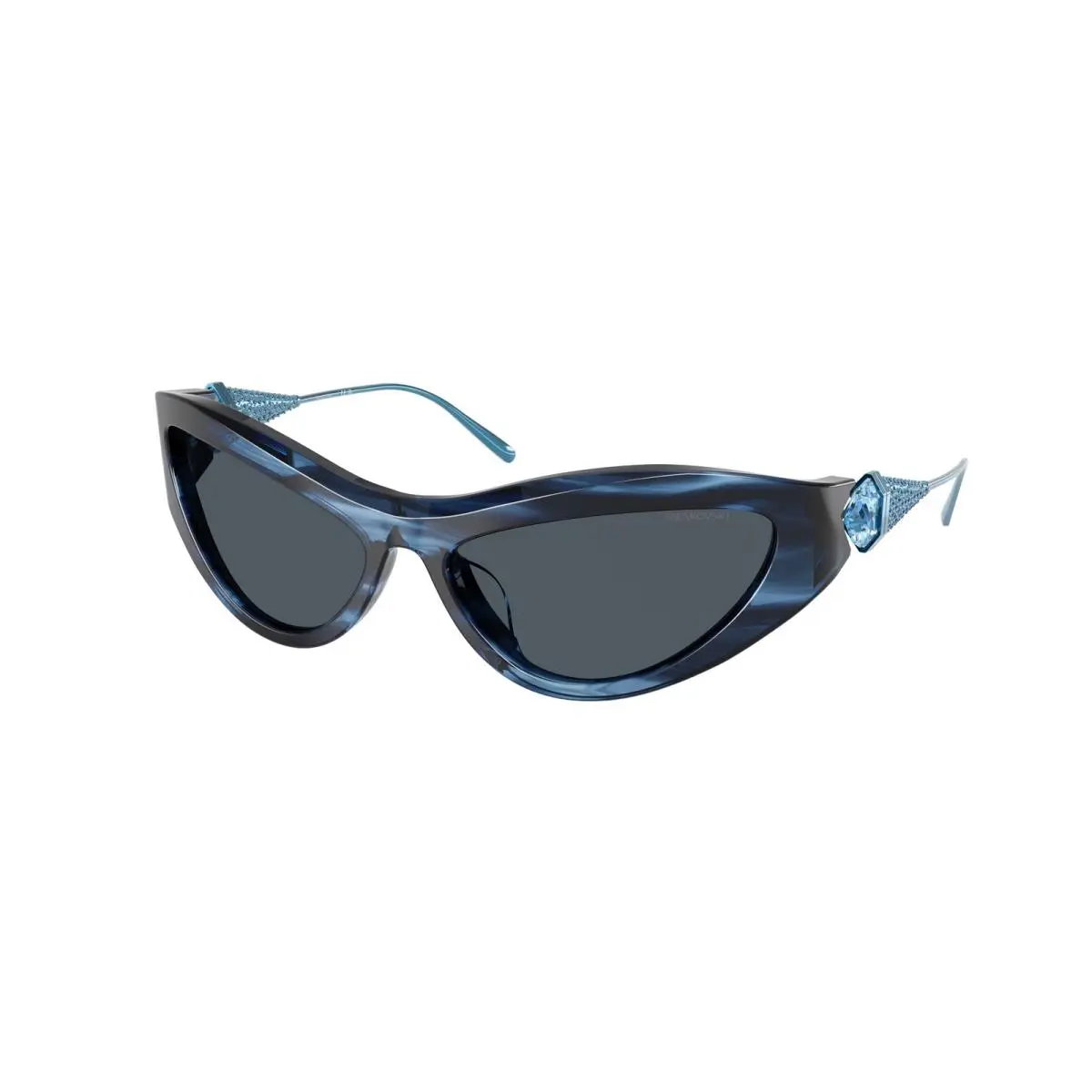 SK6046 109087 Striped Blue Dark Grey 60 mm Women`s Sunglasses by Swarovski