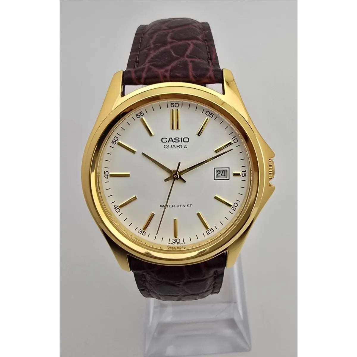 Collection MTP-1183 Gold Case / Silver Case White Dial Gold Case Brown Band by Casio