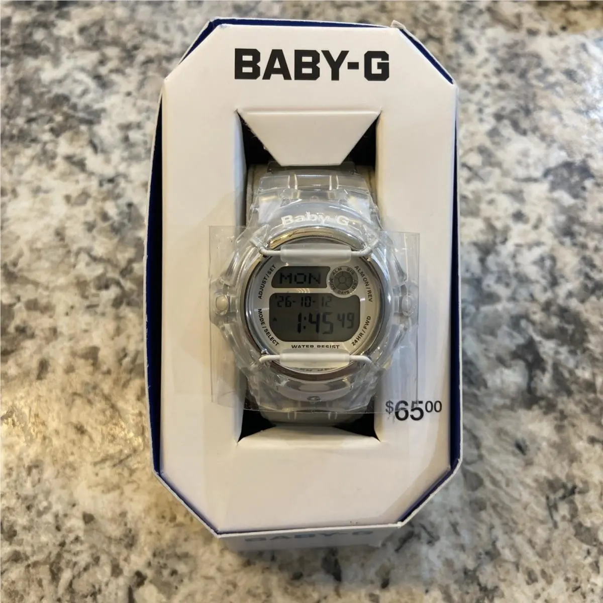 Old Stock  Baby-g Shock Watch BG-169R-7BMTN Clear White Sport by Casio