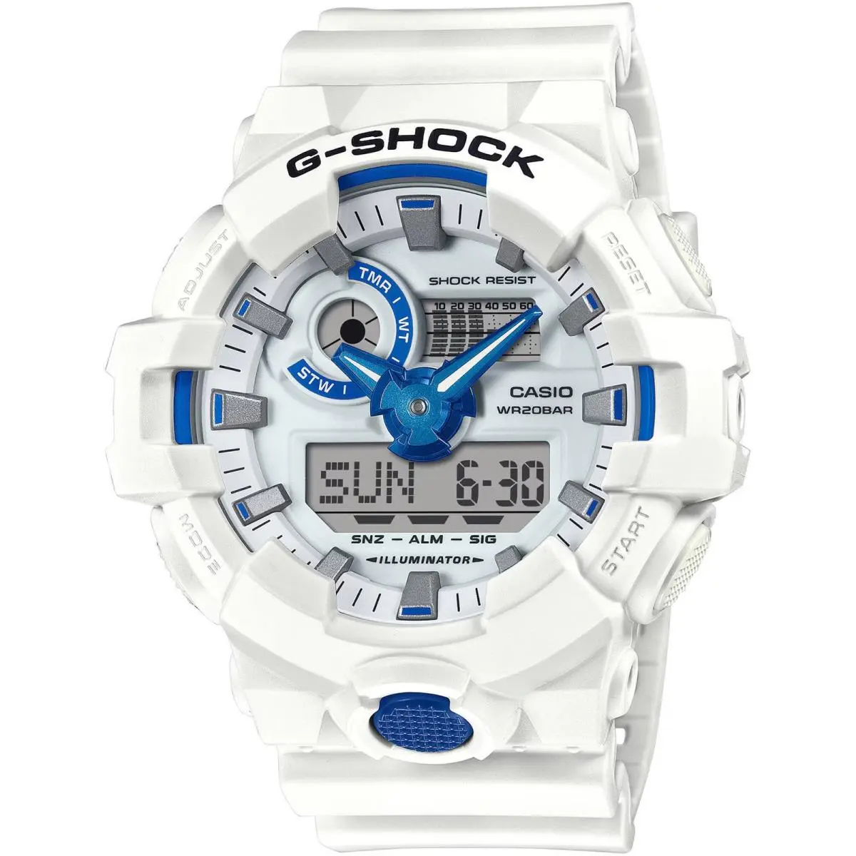 Casio Men`s Watch G-shock White and Grey Analog-digital Dial Alarm GA700HDS-7A