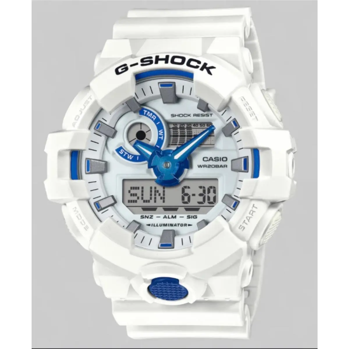 Casio G-shock GA700HDS-7A White Hidden Glow Collection Men`s Watch