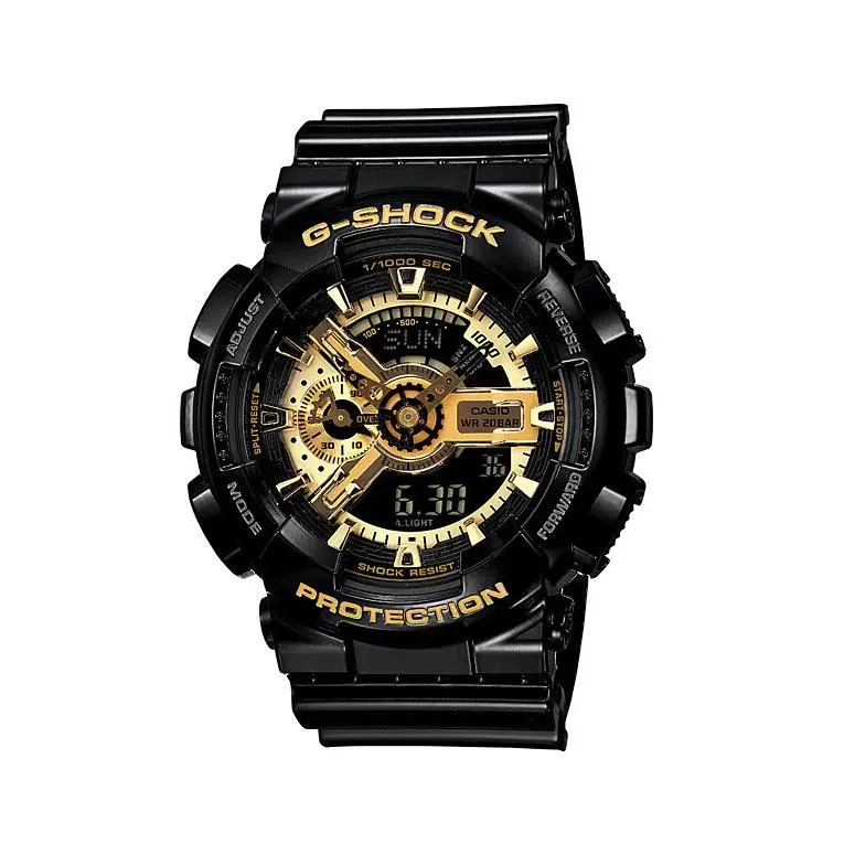 G-shock GA110GB-1A Men`s XL 3D Glossy Black Gold Analog Digital Watch by Casio