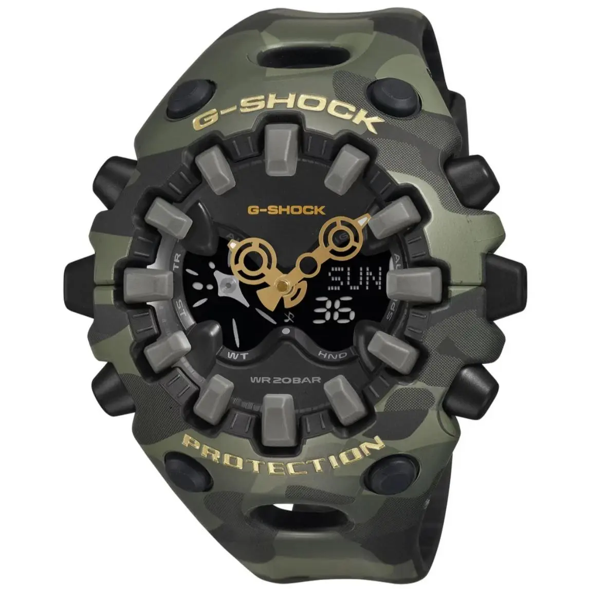 G-shock GAV01CMG-3A Green Bold Camo Gold Big Case Ana-digi by Casio