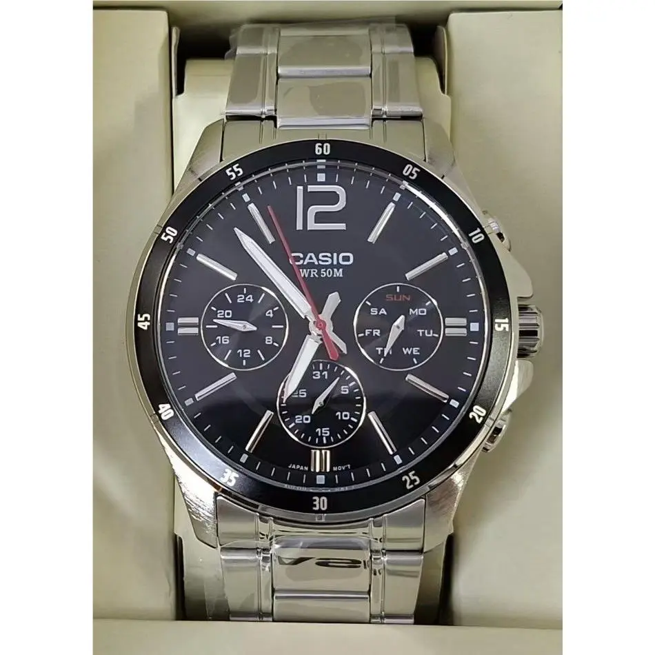 Casio MTP-1374D-1A Analog Silver Stainless Steel Mens Watch MTP1374D