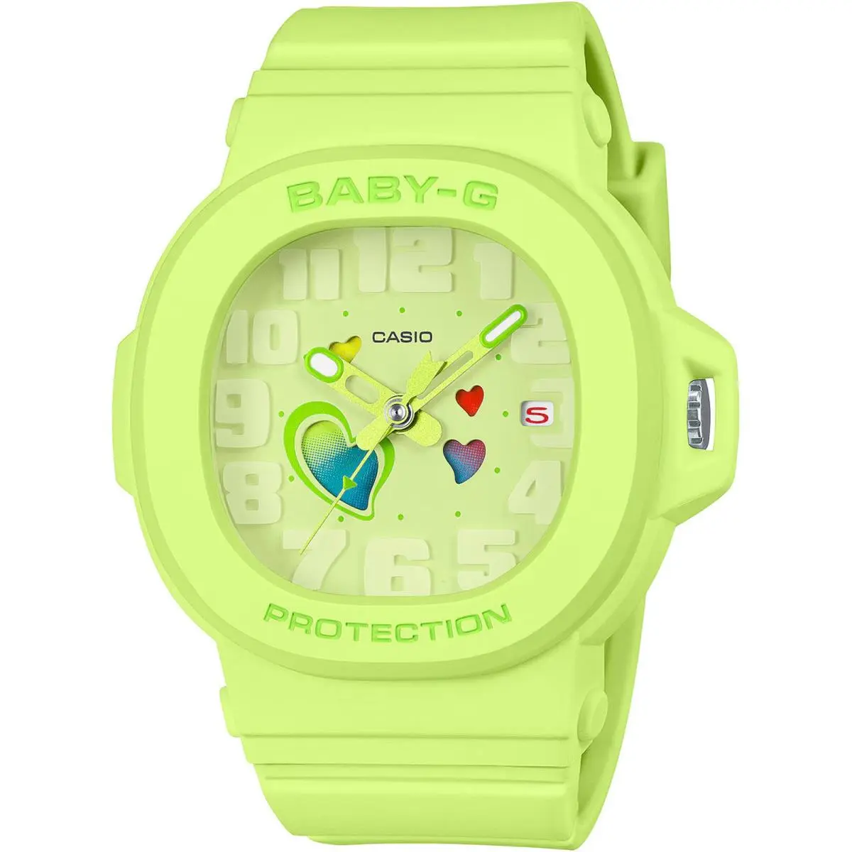 Women`s Watch Baby-g Quartz Heart Motif Green Dial Resin Strap BGA-10-3A by Casio