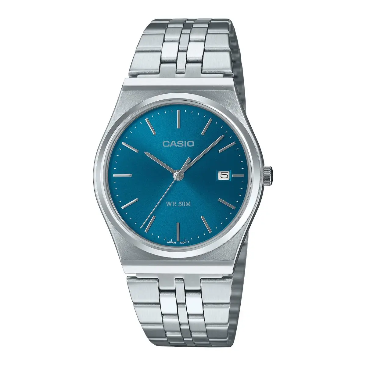 MTP-B145D-2A2 Men`s Vintage Stainless Steel Blue Dial 3-Hand Analog Watch by Casio
