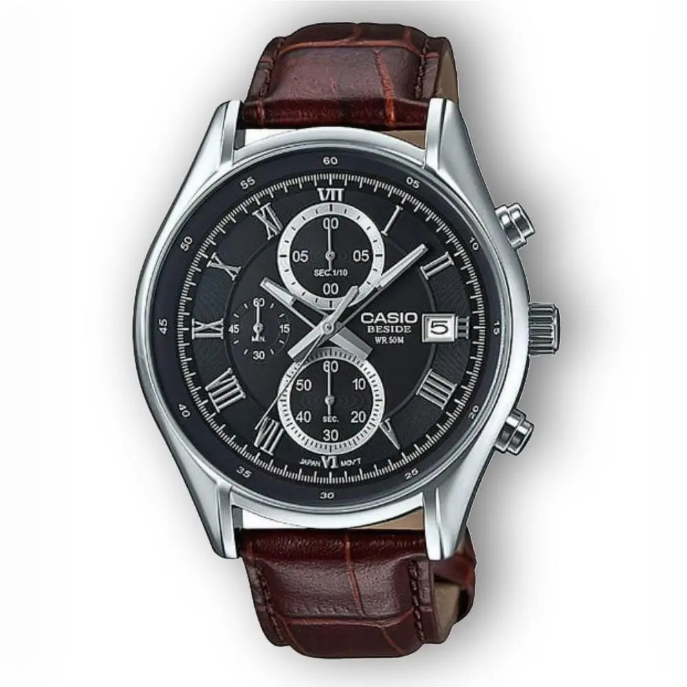 Casio Men`s Watches Leather Band Chronograph Watch BEM512L-1A