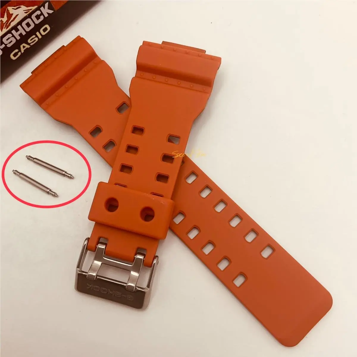 Casio G-shock Military Orange Resin Watch Band GA100L-4A GA100L Layered + Pins