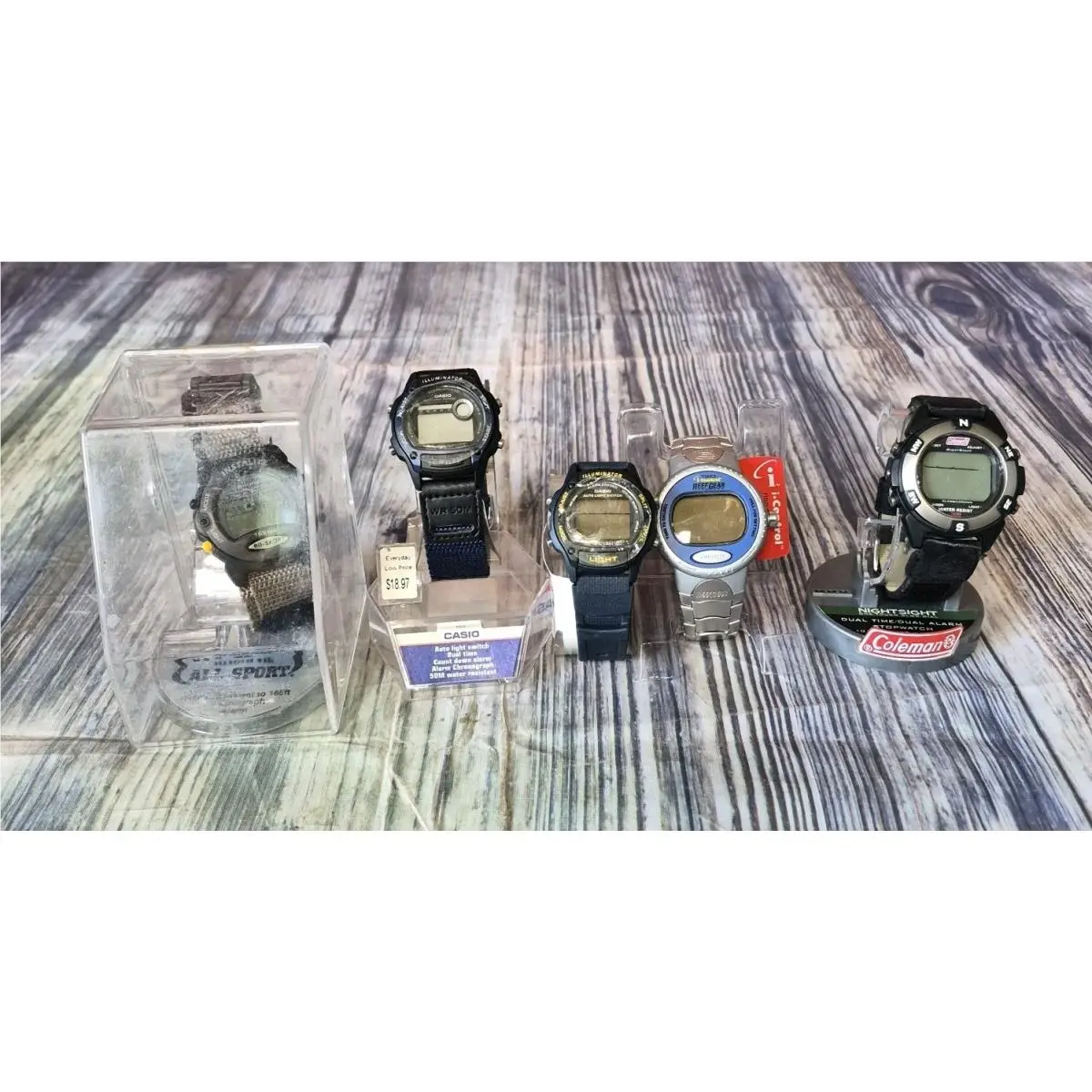 Vtg Men Digital Sport Watch Lot Nos Casio Timex Armitron All Need Batteries