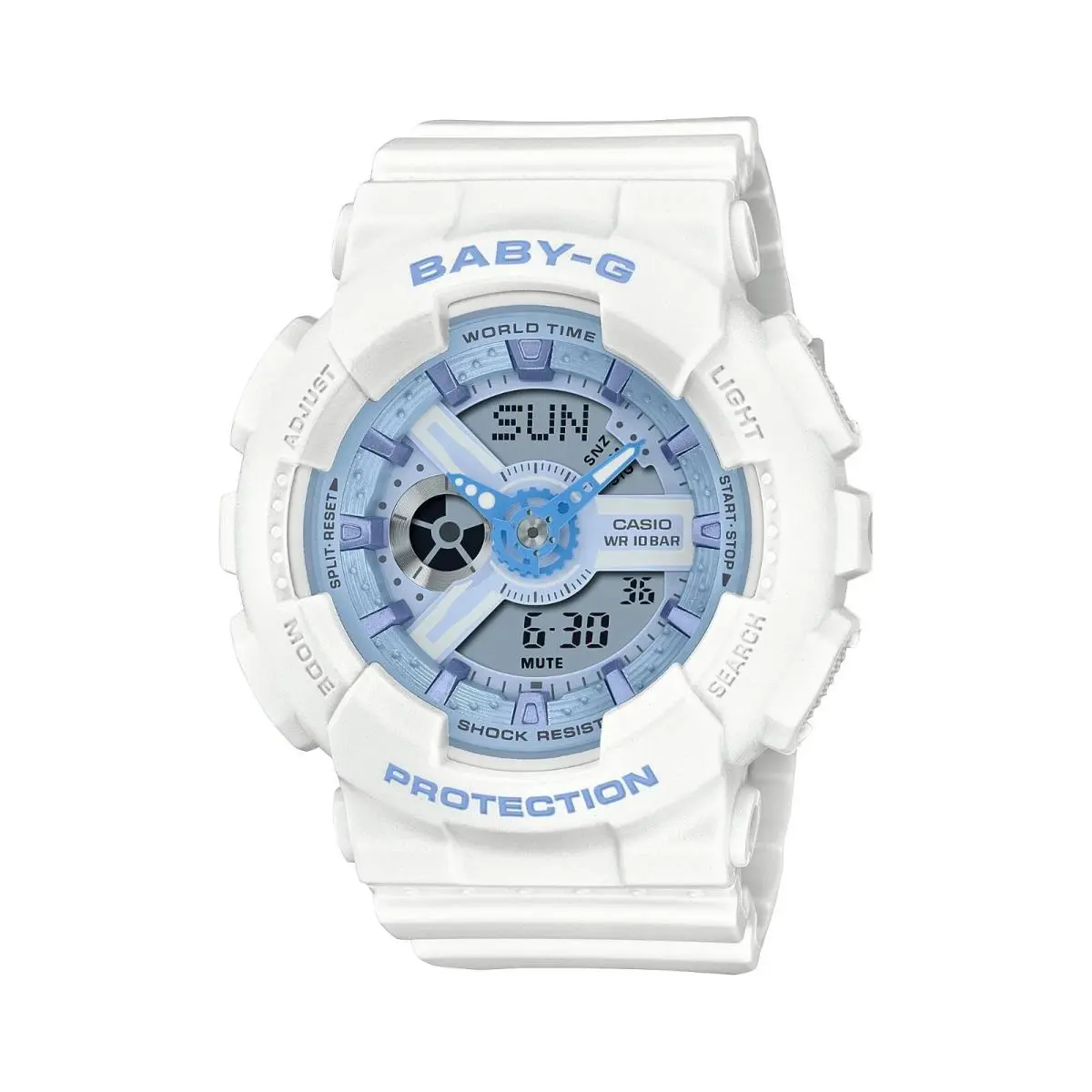 Casio Baby-g BA110XBE-7A Women`s White Blue Analog Digital Shock Resistant Watch