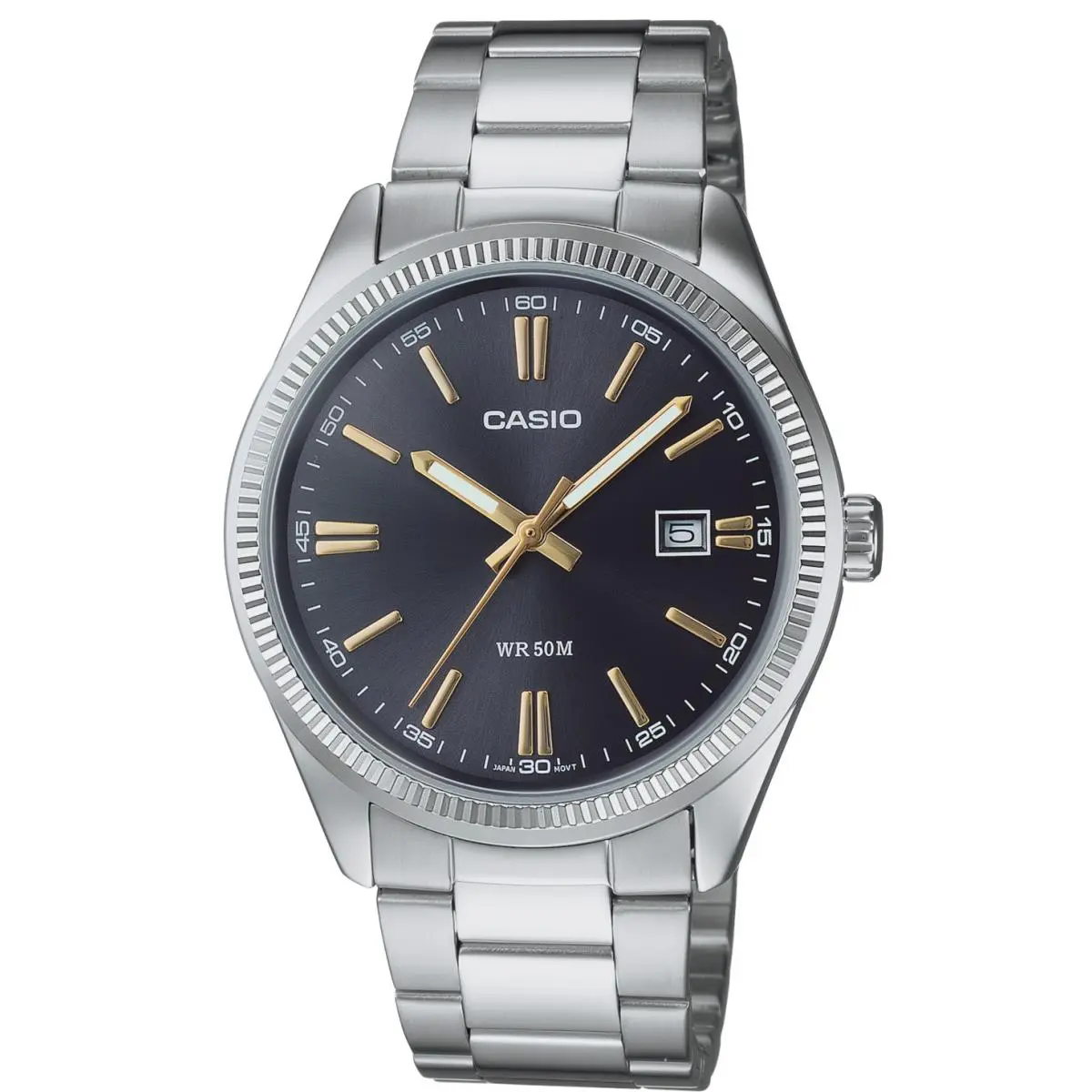 Casio Mens Classic Analog Stainless Steel Watch Black Date Window MTP-1302D-1A2V