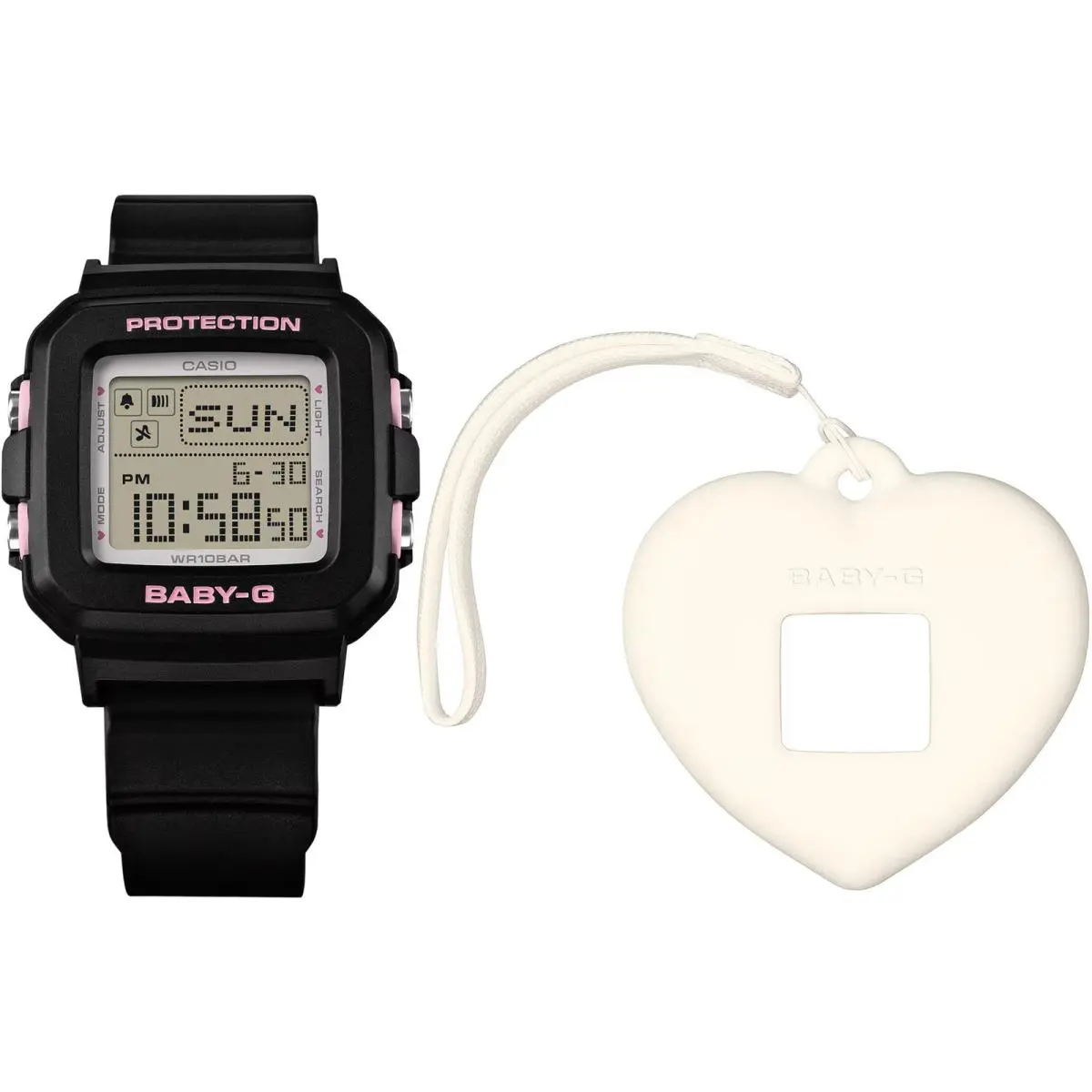 Baby-g BGD-10KH-1 Black Digital Watch Women`s Heart Holder 100M WR Set by Casio