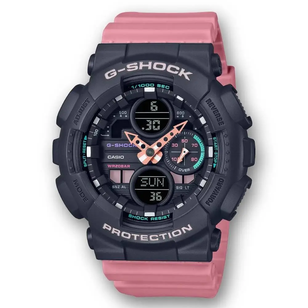 Women`s Watch G-shock Black and Pink Analog-digital Dial Strap GMAS140-4A by Casio