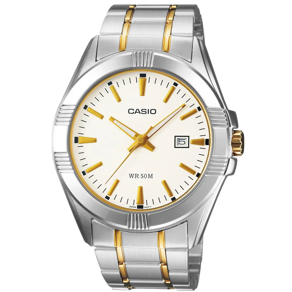 Casio Men`s Two Tone Stainless Steel Analog Date 50M Quartz Watch MTP-1308SG-7AV