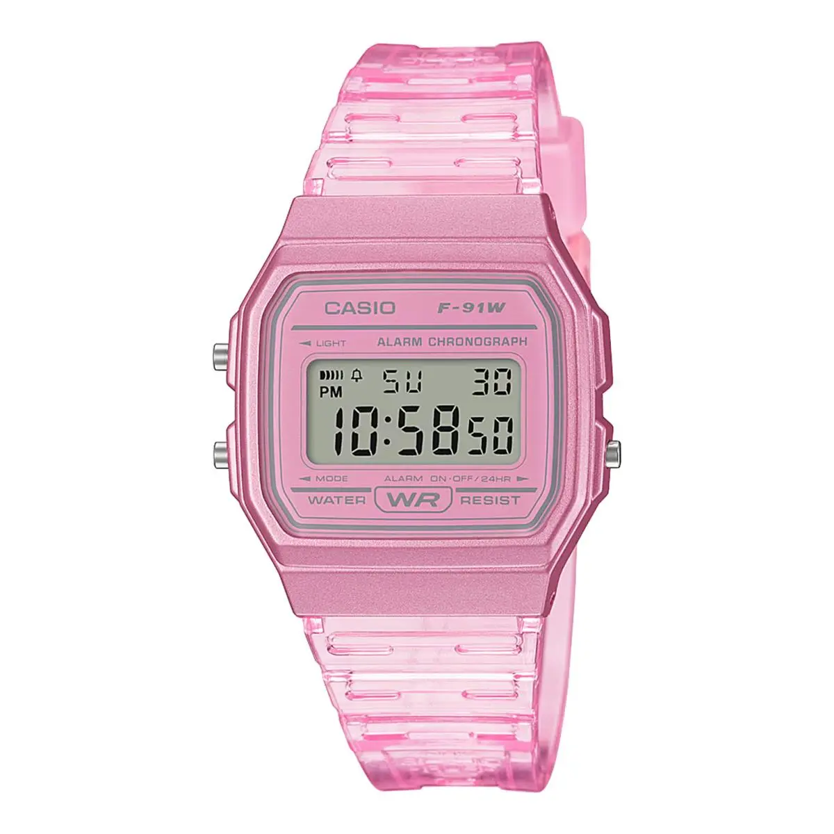 Casio Ladies Classic Digital Pink Quartz Watch - F-91WS-4HDF - Band: Pink, Bezel: Pink
