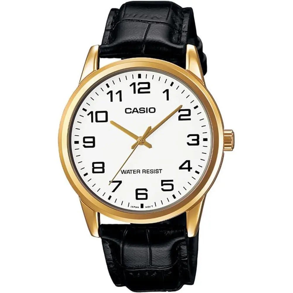Casio MTPV001GL-7B Men`s Black Leather Quartz Watch