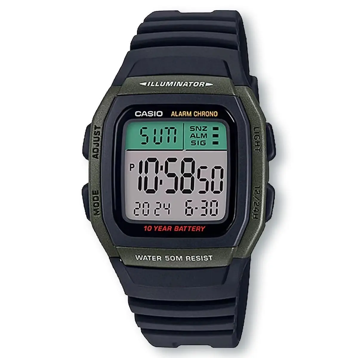Casio W96H-3AV Illuminator Sports Digital Watch Black/green