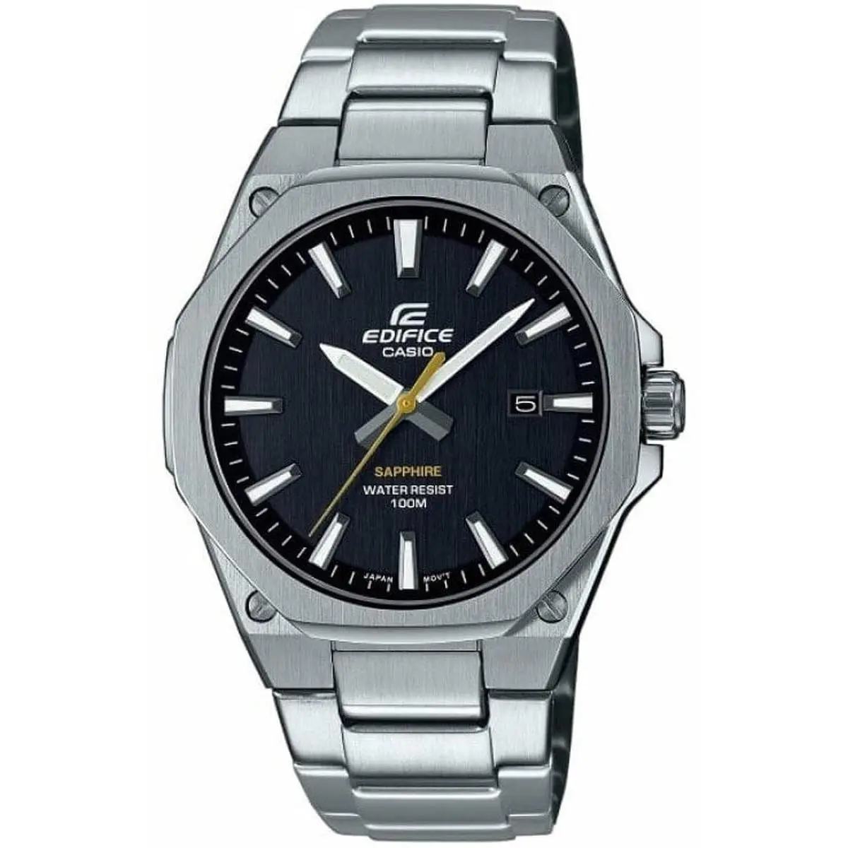 Edifice Men`s Slim Black Dial Stainless Steel Watch EFR-S108D-1A by Casio