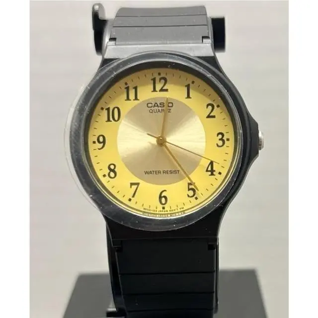 Casio MQ24-9B3 Gold Analog Watch Classic Sport Yellow Resin Band Nos