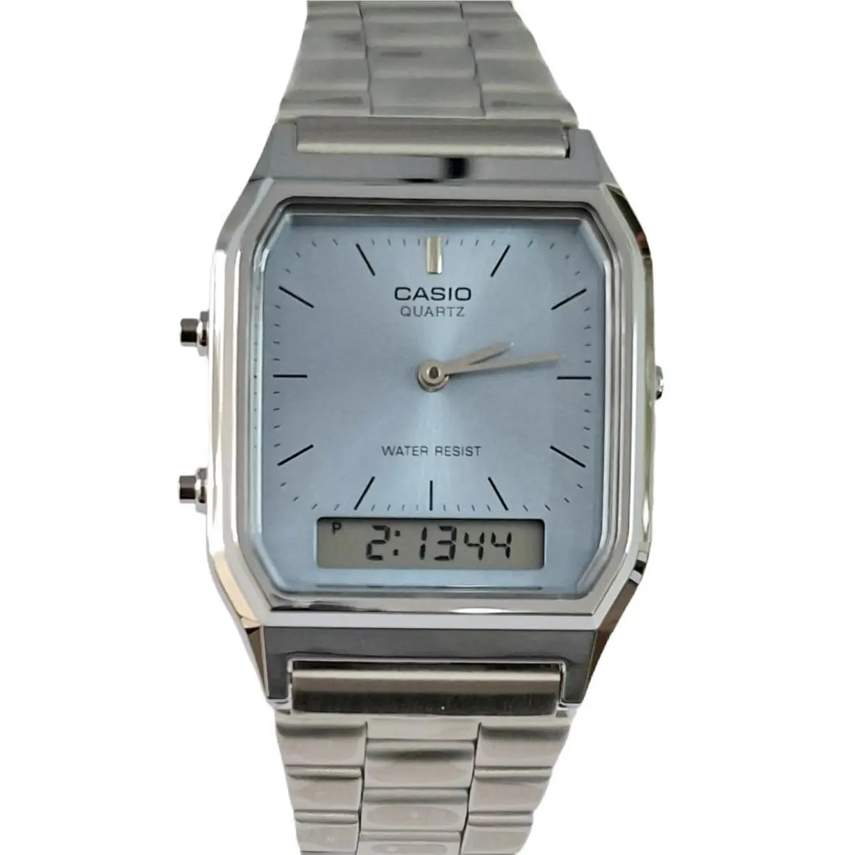 Casio AQ-230A-2A1 Retro Vintage Blue Dual Time Stainless Steel Band Watch