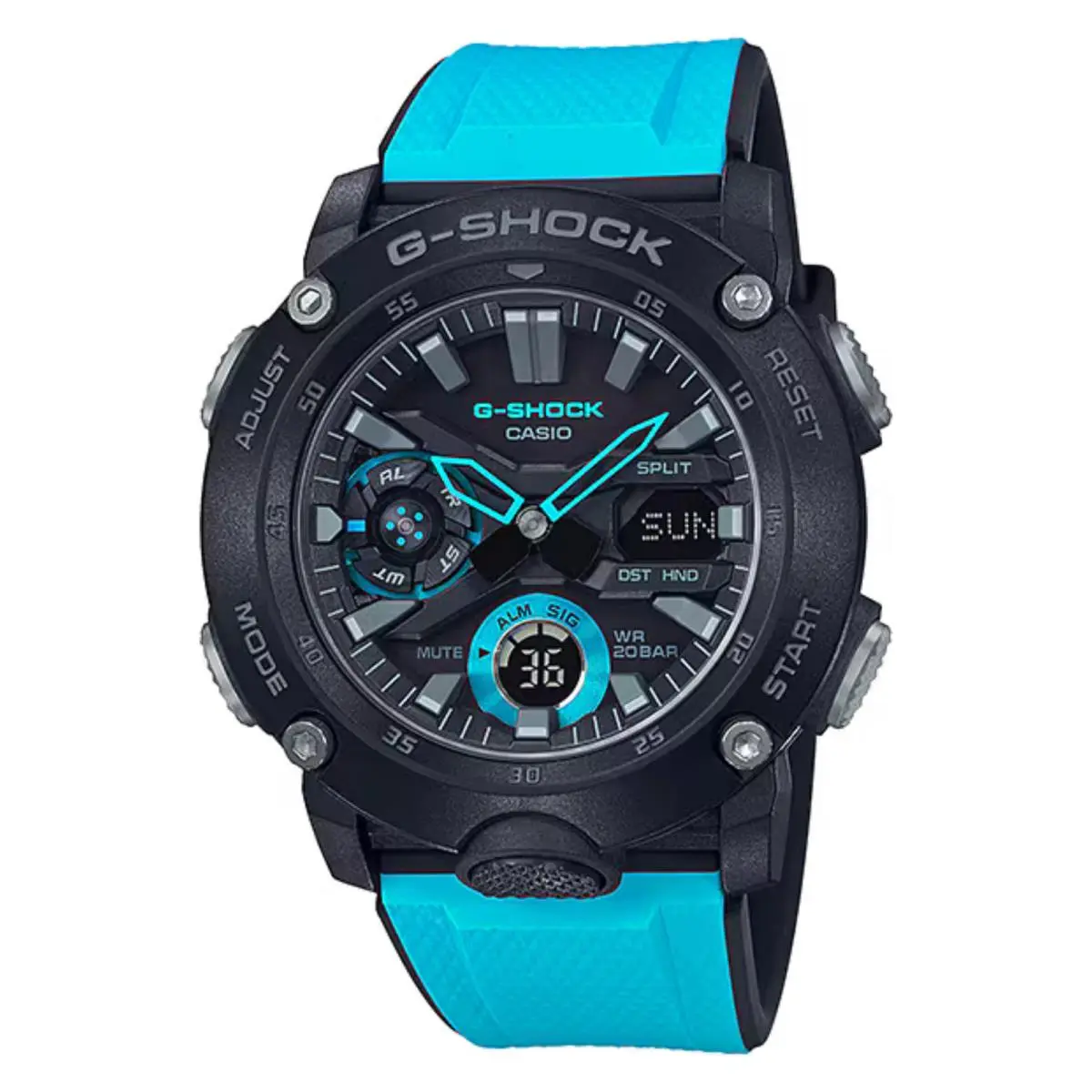 GA-2000-1A2-OS Men`s G-shock Carbon Core Guard Structure Watch Black/blue by Casio