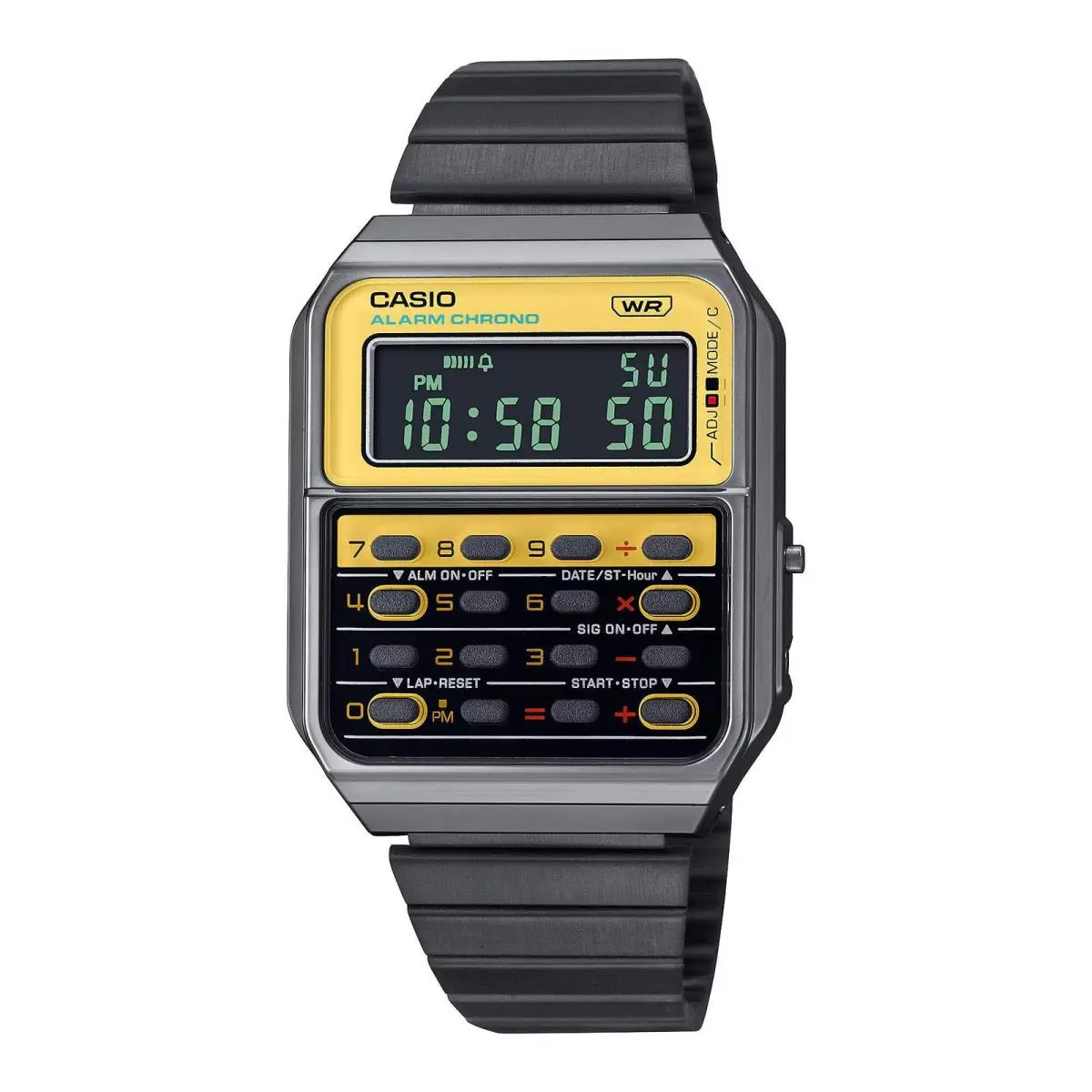 Casio CA-500WEGG-9B CA500 Classic Calculator Yellow Digital Watch