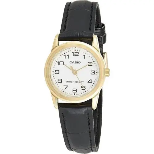 Casio Women`s LTPV001GL-7B Black Leather Quartz Watch
