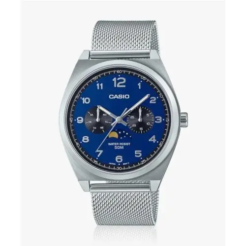 Casio MTP-M300M-2A Blue Dial Mesh Bracelet Moon Phase Mens Watch LM