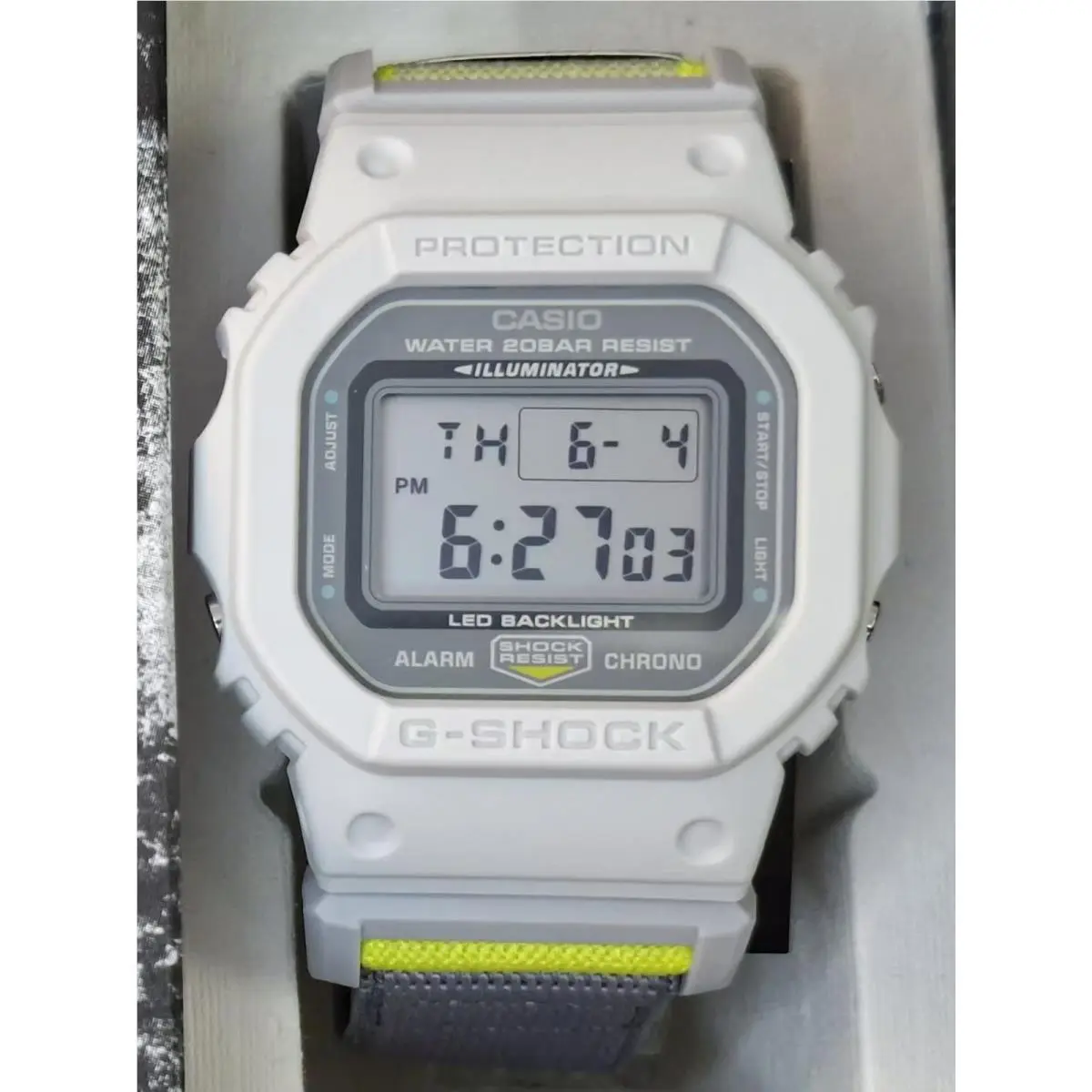 Casio G-shock DW-5600MNC-7A8DR Gray Yellow Cloth Strap Band Men`s Watch