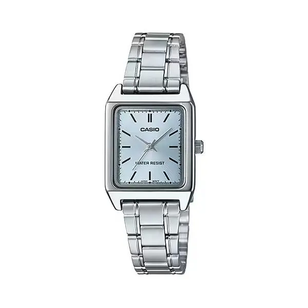 Casio Women’s Silver Digital Watch with Light Blue Dial - LTP-V007D-2EUDF