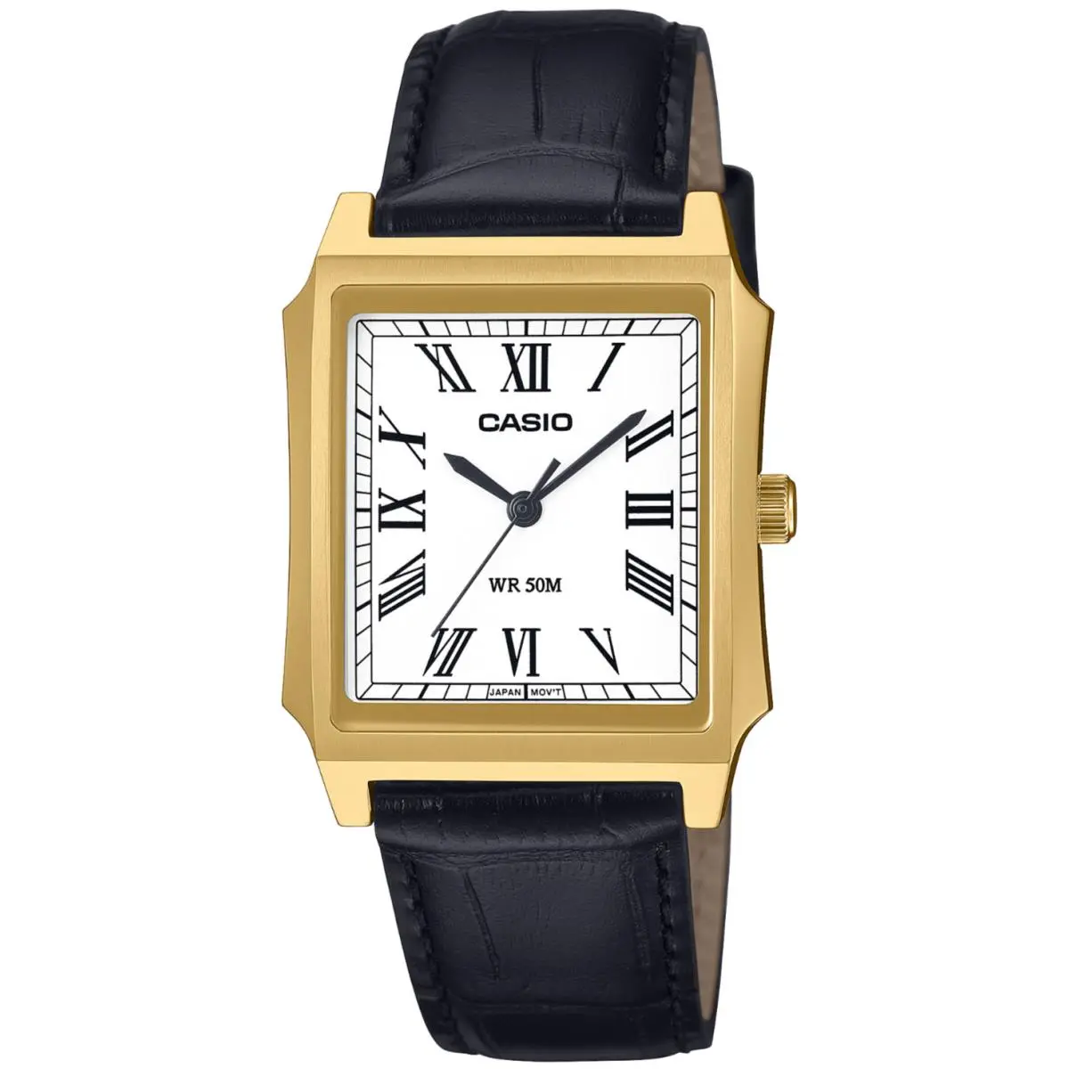 Vintage Gold Tone Square Roman Numeral Leather Analog Watch MTP-B190GL-7BV by Casio