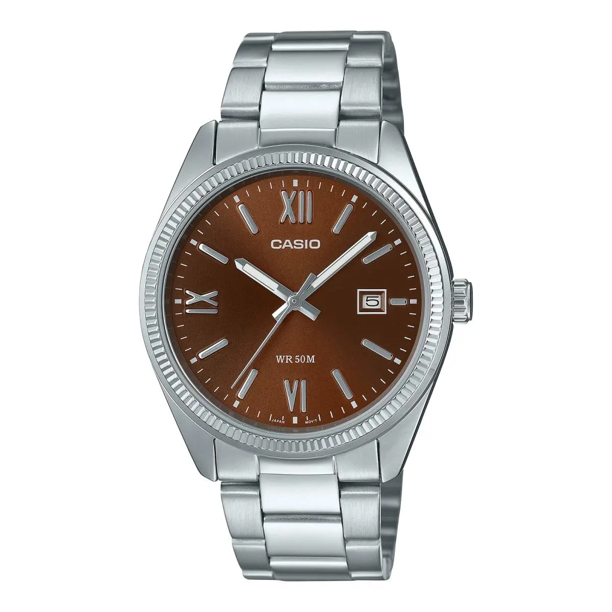 Casio MTP1302DD-5A Men`s Stainless Steel Brown Dial Date Watch 50M Classic
