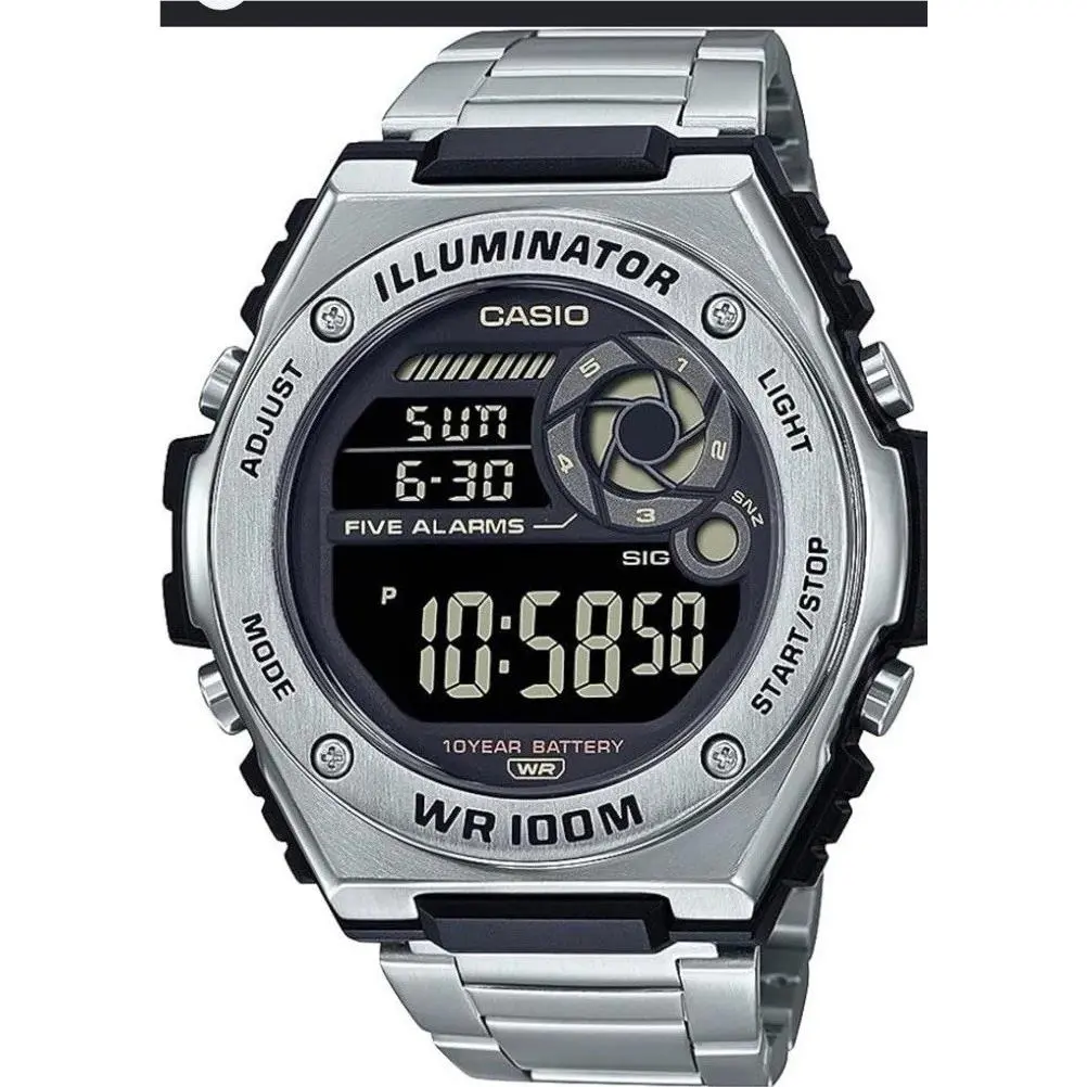 Casio Illuminator 100 Meter Water Resistant MWD100HD-1BV Stainless Steel Band