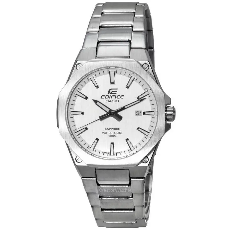Edifice Men`s Slim White Dial Stainless Steel Watch EFR-S108D-7A by Casio