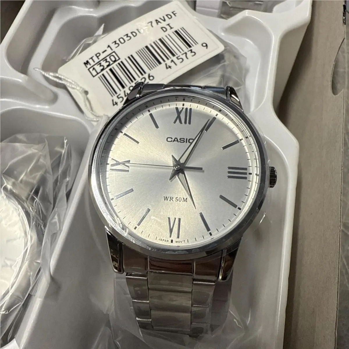 Casio MTP-1303DD-7A Men`s White Dial Stainless Steel Analog Watch Date