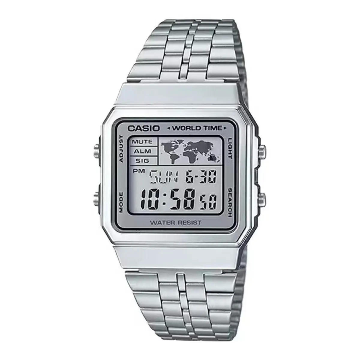 Casio A500WA-7 A500 World Time Men`s Silver Digital Watch
