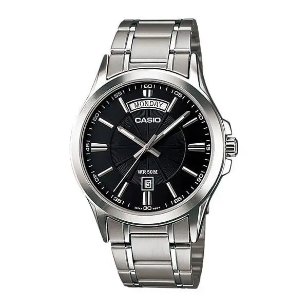Casio Enticer Men Stainless Steel Band Day Date Display 50M WR MTP-1381D-1AV