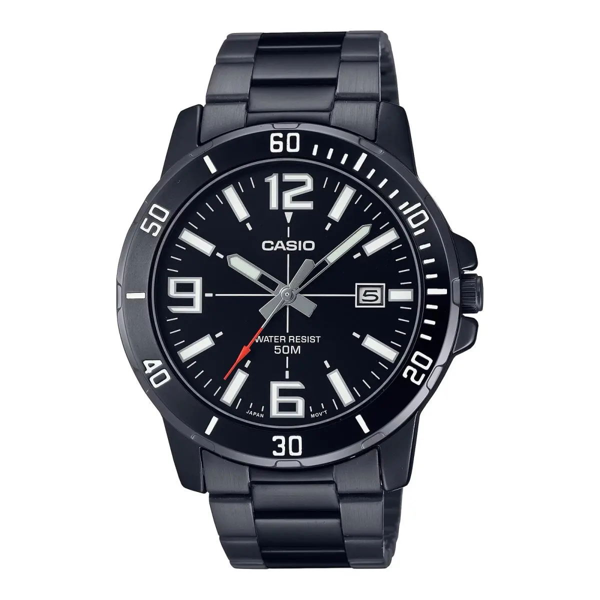 Men’s Black Dial Stainless Steel Bracelet Watch - MTP-VD01B-1BVUDF by Casio
