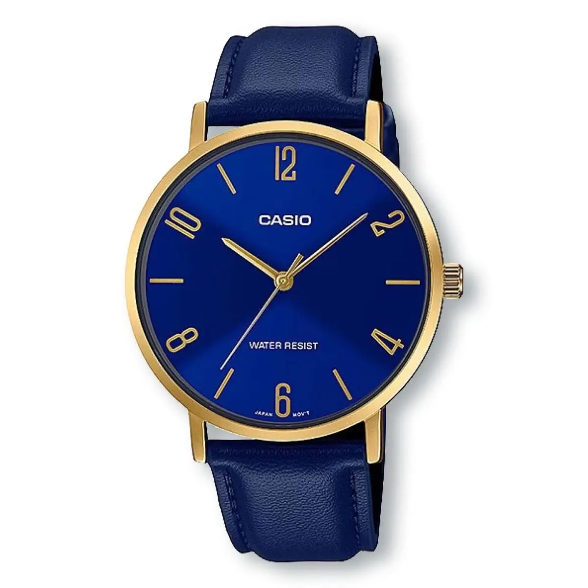 Casio MTPVT01GL-2B2 Analog Leather Strap Dress Blue Watch