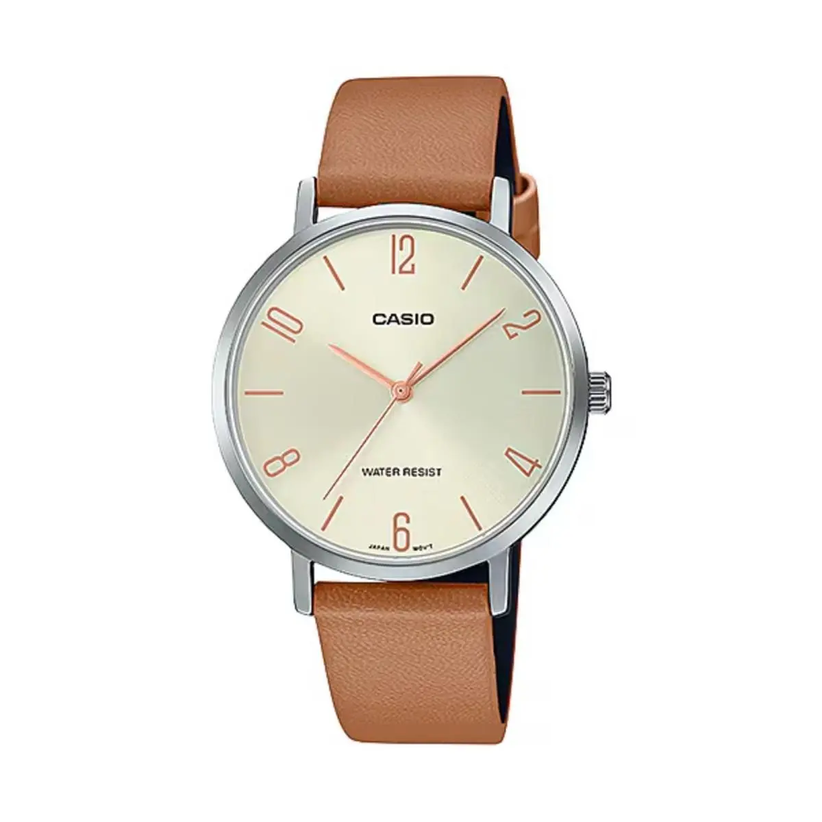Casio Women’s Beige Dial Brown Leather Strap Watch - Casio LTP‑VT01L‑5BUDF