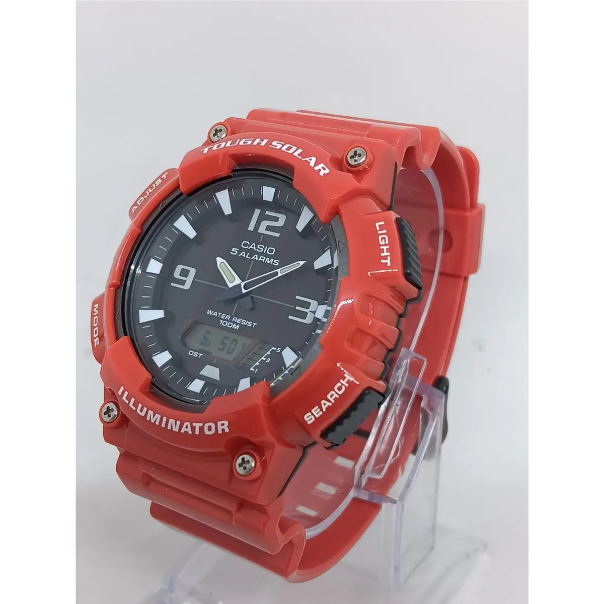 Casio AQ-S810WC-4AVCF 5208 Tough Solar Men`s 47mm Red Resin Ana-dig Watch