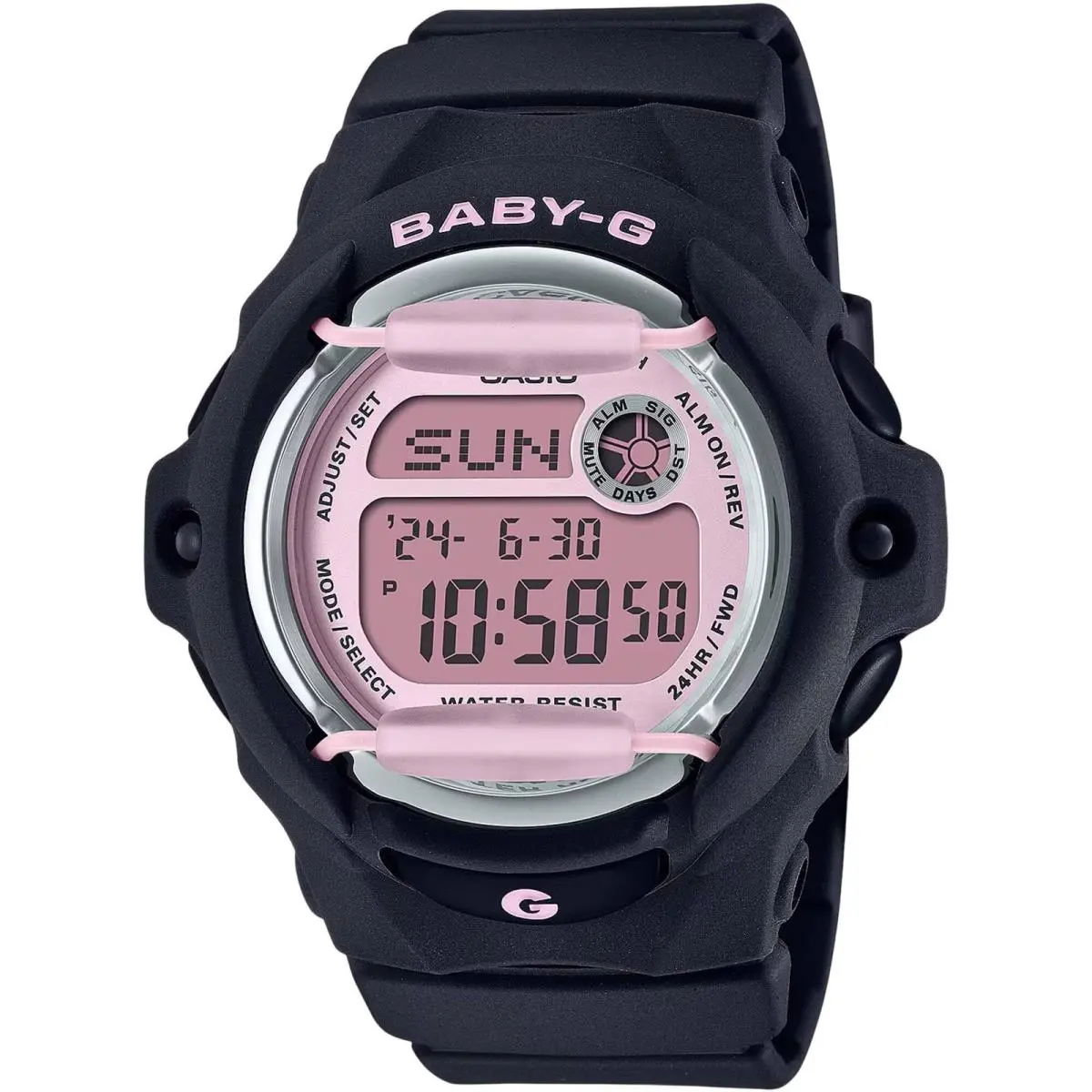 Casio Women`s Watch Baby-g Pink Digi Dial Black Resin Strap Alarm BG-169U-1CCR